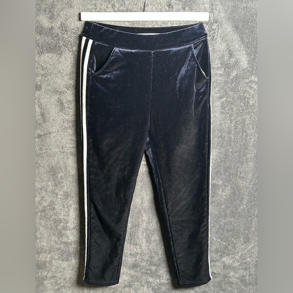 Black Velvet Kids Bottoms with White Stripes